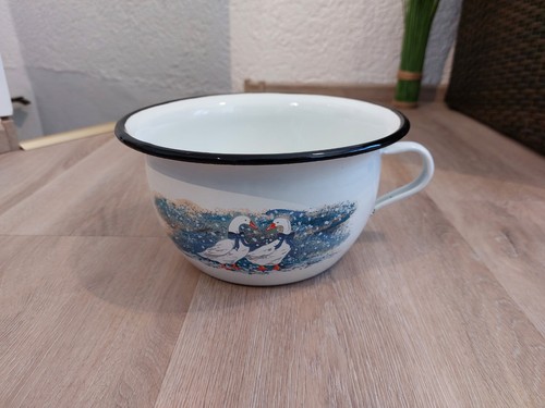 Emaille nachttopf blau - nachttopf,, blau/weiß