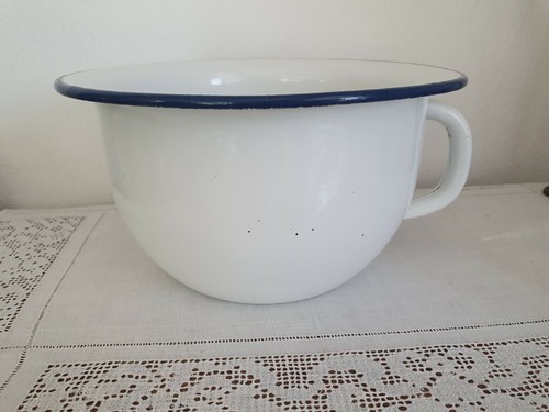 Emaille nachttopf weiß - nachttopf, weiß/blau
