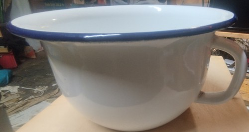 Emaille nachttopf weiß blau - nachttopf, weiß/blau